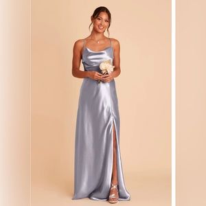 Birdy Grey Lisa long dress satin dusty blue